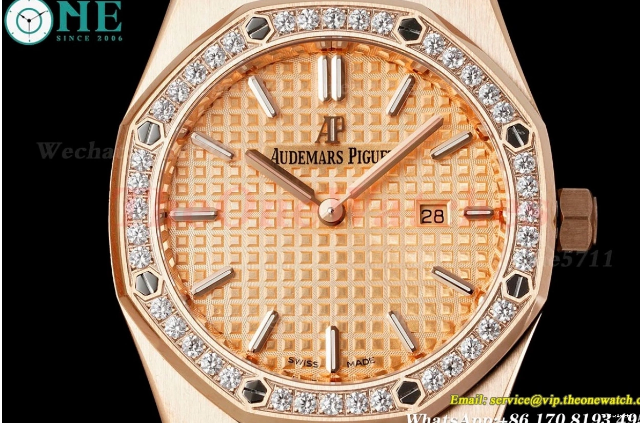 Qtz ZF Oak 67651 Dia Swiss RG 33mm Royal Gold Ladies RG 0430